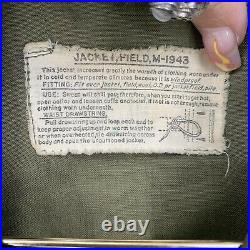 WWII US ARMY M-1943 Field Jacket Button Front Flap Pockets Vintage Read Blemish
