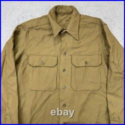 WWII US ARMY M1937 M37 WOOL ENLISTED & NCO COMBAT FIELD SHIRT 15-35 medium