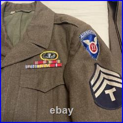 WWII US ARMY Original 11th Airborne Division IKE JACKET, PANTS Set Size 36 R