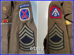 WWII US Army 10th Mountain Division Ike Jacket 75th Field Artillery Leadership