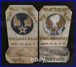 WWII US Army 2041st Quartermaster Truck Co. Aviation Campaign Bookends Ashtray