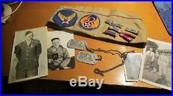 WWII US Army 8th Air Force Dog Tag Sterling Gunner Wings Uniform Patch Grouping