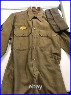 WWII US Army Air Corps 5 Pieces Hat, Tie, Shirt & 2 Jacket Including Long Winter