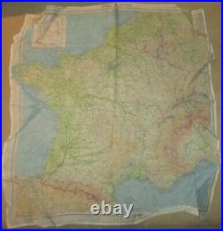 WWII US Army Air Corps Silk Escape Map Zones of France Second Edition 1944