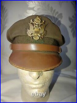 WWII US Army Air Corps USAAF Pilot Officers Crusher Cap 50 mission B-17 IDed WW2