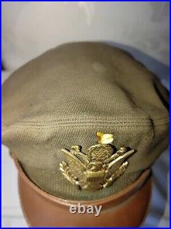 WWII US Army Air Corps USAAF Pilot Officers Crusher Cap 50 mission B-17 IDed WW2