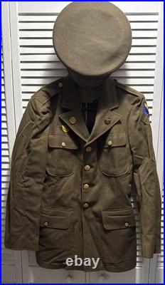 WWII US Army Air Corps Uniform Shirt & Cap NAMED USAAC Size 39 R