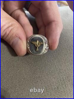 WWII US Army Air Corps sterling silver ring wings propeller Eagle