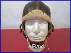 WWII US Army Air Force AAF Type B-5 Leather Pilot Flying Helmet withGosport Tubes