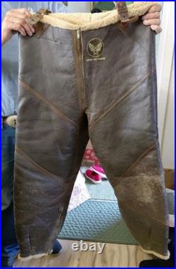 WWII US Army Air Force B1 Shearling Lined Leather Pilot Bomber Mechanic Trousers