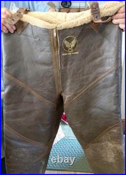 WWII US Army Air Force B1 Shearling Lined Leather Pilot Bomber Mechanic Trousers
