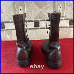 WWII US Army Brown Size 7 1/2 Double Buckle Combat Boots WW2