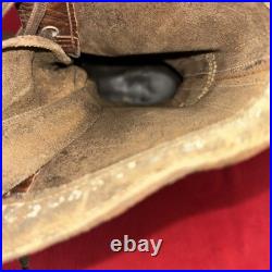 WWII US Army Brown Size 7 1/2 Double Buckle Combat Boots WW2