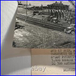 WWII US Army Builds Rhine Railroad Bridge Wesel 1945 USIS Photo Original