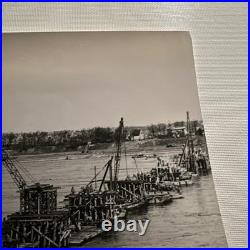 WWII US Army Builds Rhine Railroad Bridge Wesel 1945 USIS Photo Original