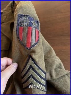 WWII US Army CBI Sergeant Uniform Jacket & Garrison Cap Bullion Patch