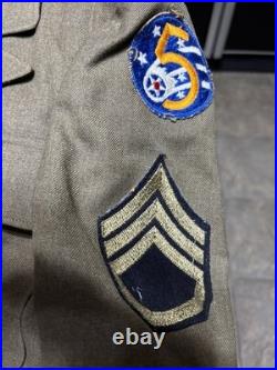 WWII US Army Class A Dress Jacket 38R 5Th ARMY AIR FORCE staff Sergeant Named