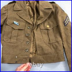 WWII US Army E-6 Ike Jacket 25th Infantry Division Patches WW2 Size 34R Wool