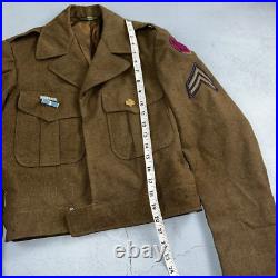 WWII US Army E-6 Ike Jacket 25th Infantry Division Patches WW2 Size 34R Wool
