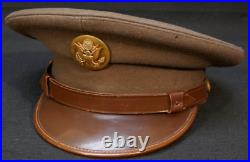 WWII US Army Enlisted EM Service Visor Hat Doeskin War-Time Production, Great