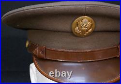 WWII US Army Enlisted EM Service Visor Hat Doeskin War-Time Production, Great