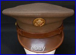 WWII US Army Enlisted EM Service Visor Hat Doeskin War-Time Production, Great