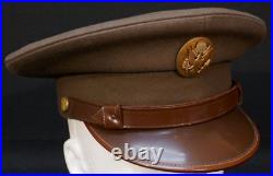 WWII US Army Enlisted EM Service Visor Hat Doeskin War-Time Production, Great