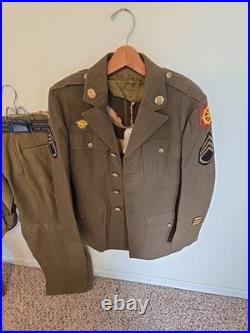 WWII US Army Enlisted Uniform Named Staff Sergeant Jacket Pants Shirt Cap
