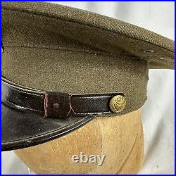 WWII US Army Enlisted Visor Hat With Badge Original