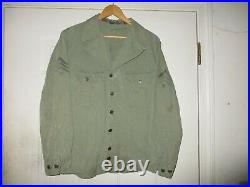 WWII US Army Field HBT 2 Pocket Jacket Painted Sergeant T4 Chevrons Named WW2