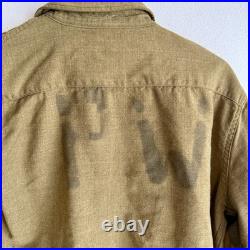 WWII US Army Flannel Shirt POW Stenciled Prisoner Of War