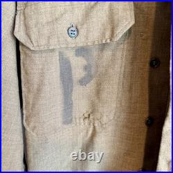 WWII US Army Flannel Shirt Stenciled POW Prisoner Of War