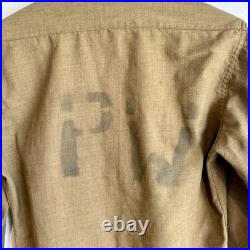 WWII US Army Flannel Shirt Stenciled POW Prisoner Of War