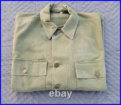 WWII US Army HBT Herringbone Twill Combat Utility Jacket/Shirt-38R-OD7