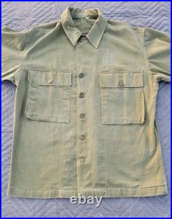 WWII US Army HBT Herringbone Twill Combat Utility Jacket/Shirt-38R-OD7