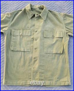 WWII US Army HBT Herringbone Twill Combat Utility Jacket/Shirt-38R-OD7