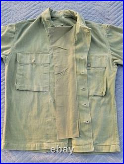 WWII US Army HBT Herringbone Twill Combat Utility Jacket/Shirt-38R-OD7