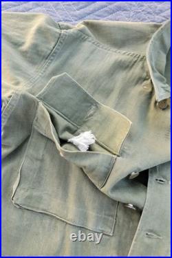 WWII US Army HBT Herringbone Twill Combat Utility Jacket/Shirt-38R-OD7