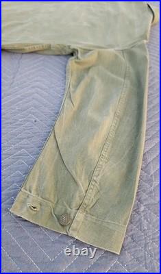 WWII US Army HBT Herringbone Twill Combat Utility Jacket/Shirt-38R-OD7