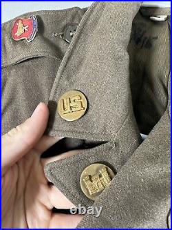 WWII US Army Ike Field Jacket OD Wool 34R 817 Engineer Aviation Strategic Air Co