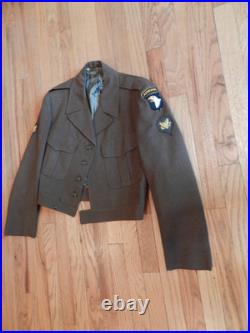 WWII US Army Ike Jacket 101 IRBORNE+SCREAMING EAGLES, Patches WW2 Size 40S Wool