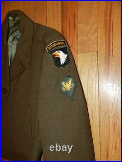 WWII US Army Ike Jacket 101 IRBORNE+SCREAMING EAGLES, Patches WW2 Size 40S Wool WWII US Army Ike Jacket 101 IRBORNE+SCREAMING EAGLES, Patches WW2 Size 40S Wool