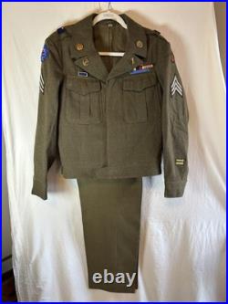 WWII US Army Ike Jacket 38R 1944 Staff Sgt CIB Sterling Uniform Set