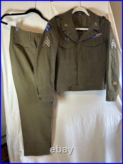 WWII US Army Ike Jacket 38R 1944 Staff Sgt CIB Sterling Uniform Set