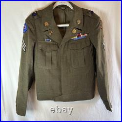 WWII US Army Ike Jacket 38R 1944 Staff Sgt CIB Sterling Uniform Set