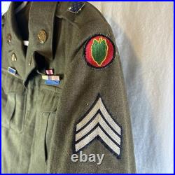 WWII US Army Ike Jacket 38R 1944 Staff Sgt CIB Sterling Uniform Set