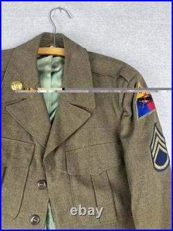 WWII US Army Ike Jacket 4th Armored Division Wool Uniform Coat Vintage