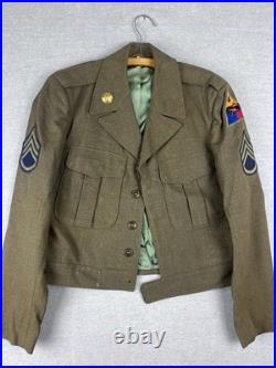 WWII US Army Ike Jacket 4th Armored Division Wool Uniform Coat Vintage
