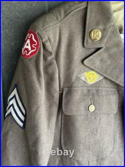 WWII US Army Ike Jacket 8th Air Force Tech Sergeant Uniform with Patches 37L