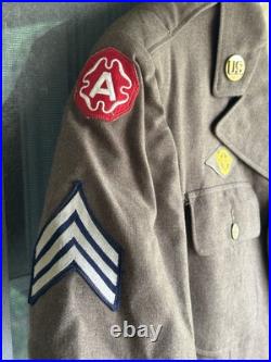 WWII US Army Ike Jacket 8th Air Force Tech Sergeant Uniform with Patches 37L